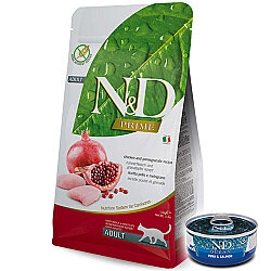 ND Prime Tahılsız Tavuk ve Nar Kedi Maması 1,5 Kg + ND Konserve 70 Gr - N&D
