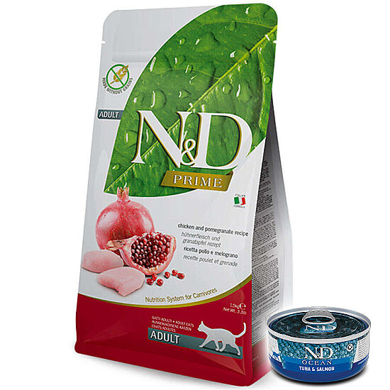ND Prime Tahılsız Tavuk ve Nar Kedi Maması 1,5 Kg + ND Konserve 70 Gr - 1