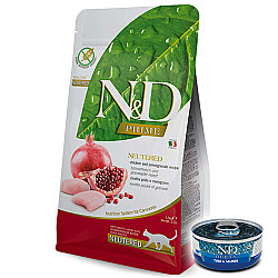 ND Prime Tahılsız Tavuk ve Nar Kısırlaştırılmış Kedi Maması 1,5 Kg + ND Ton ve Somon Konserve 70 Gr - N&D