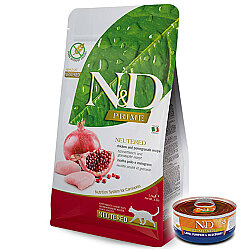 ND Prime Tahılsız Tavuk ve Nar Kısırlaştırılmış Kedi Maması 1,5 Kg + ND Konserve 70 Gr - N&D