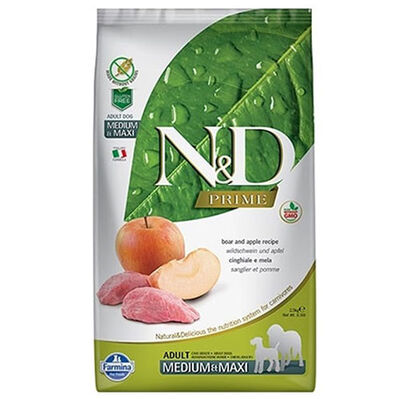 ND Prime Tahılsız Yaban Domuzu Orta ve Büyük Irk Köpek Maması 12 Kg + 4 Adet Temizlik Mendili - 1