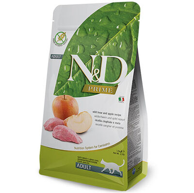 ND Prime Tahılsız Yaban Domuzu Elma Kedi Maması 1,5 Kg + ND Konserve 70 Gr - 1