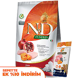 ND Puppy Tahılsız Balkabak Tavuk Medium Maxi Yavru Köpek Maması 2,5 Kg + ND Köpek Ödülü - N&D