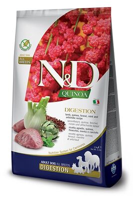 ND Quinoa Digestion All Breed Kuzu Kinoa Aromalı Hassas Sindirim Köpek Maması 7 Kg + 3 Adet Temizlik Mendili