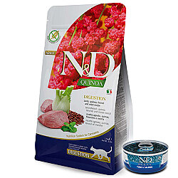 ND Quinoa Digestion Kuzu Kinoa Hassas Sindirim Kedi Maması 1,5 Kg + ND Ton ve Somon Konserve 70 Gr - N&D