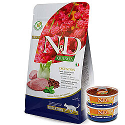 ND Quinoa Digestion Kuzu Kinoa Hassas Sindirim Kedi Maması 5 Kg + 2 Adet ND Konserve 70 Gr - N&D