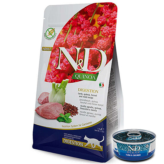 ND Quinoa Digestion Kuzu Kinoa Hassas Sindirim Kedi Maması 5 Kg + ND Konserve 70 Gr - 1