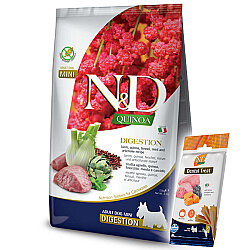 ND Quinoa Digestion Mini Kuzu Küçük Irk Köpek Maması 2,5 Kg + ND Köpek Ödülü - N&D
