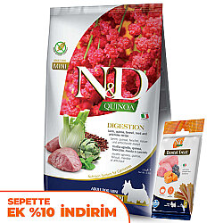 ND Quinoa Digestion Mini Kuzu Küçük Irk Köpek Maması 2,5 Kg + ND Köpek Ödülü - N&D