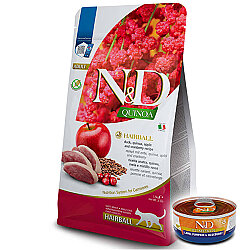 ND Quinoa Hairball Ördek Etli Kinoa ve Elmalı Kedi Maması 1,5 Kg + ND Konserve 70 Gr - N&D