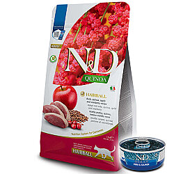 ND Quinoa Hairball Ördek Etli Kinoa ve Elmalı Kedi Maması 1,5 Kg + ND Konserve 70 Gr - N&D