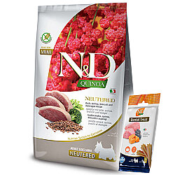 ND Quinoa Neutered Mini Ördek Kısırlaştırılmış Küçük Irk Köpek Maması 2,5 Kg + ND Köpek Ödülü - N&D