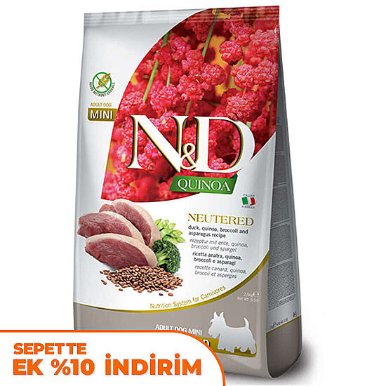 ND Quinoa Neutered Mini Ördek Kısırlaştırılmış Küçük Irk Köpek Maması 2,5 Kg - 1