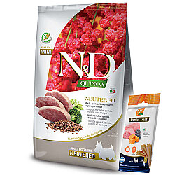 ND Quinoa Neutered Mini Ördek Kısırlaştırılmış Küçük Irk Köpek Maması 2,5 Kg + ND Dental Köpek Ödülü - N&D