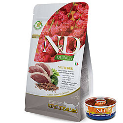 ND Quinoa Neutered Ördek Kinoa Kısırlaştırılmış Kedi Maması 1,5 Kg + ND Konserve 70 Gr - N&D