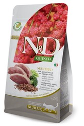 N&D (Naturel&Delicious) - ND Quinoa Neutered Ördek Kinoa Aromalı Kısırlaştırılmış Kedi Maması 1,5 Kg + ND 70 Gr Kedi Konservesi