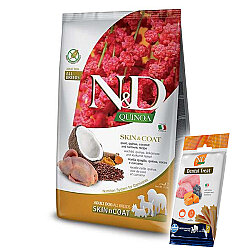 ND Quinoa Skin Coat Bıldırcın Kinoa Deri Tüy Sağlığı Köpek Maması 7 Kg + ND Köpek Ödülü - N&D