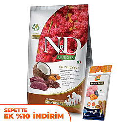 ND Quinoa Skin Coat Geyik Kinoa Deri Tüy Sağlığı Köpek Maması 7 Kg + ND Köpek Ödülü - N&D