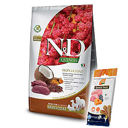 ND Quinoa Skin Coat Geyik Kinoa Deri Tüy Sağlığı Köpek Maması 7 Kg + ND Dental Köpek Ödülü - N&D