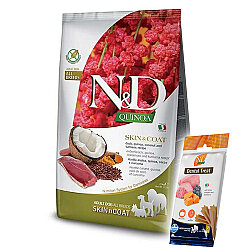 ND Quinoa Skin Coat Ördek Kinoa Deri Tüy Sağlığı Köpek Maması 7 Kg + ND Dental Köpek Ödülü - N&D