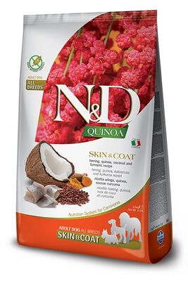 ND Quinoa Skin&Coat All Breed Ringa Kinoa Aromalı Deri Tüy Sağlığı Köpek Maması 2,5 Kg + 2 Mendil