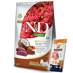 ND Quinoa Skin Coat Mini Geyik Küçük Irk Köpek Maması 2,5 Kg + ND Köpek Ödülü - N&D