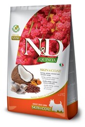 N&D (Naturel&Delicious) - ND Quinoa Skin&Coat Mini Ringa Kinoa Aromalı Deri Tüy Sağlığı Küçük Irk Köpek Maması 2,5 Kg + 2 Mendil