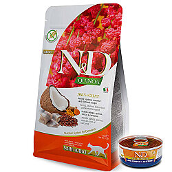ND Quinoa Skin Coat Ringa Balığı Kinoa Tüy Sağlığı Kedi Maması 1,5 Kg + ND Konserve 70 Gr - N&D