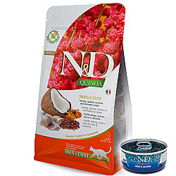 ND Quinoa Skin Coat Ringa Balığı Kinoa Tüy Sağlığı Kedi Maması 1,5 Kg + ND Konserve 70 Gr - N&D