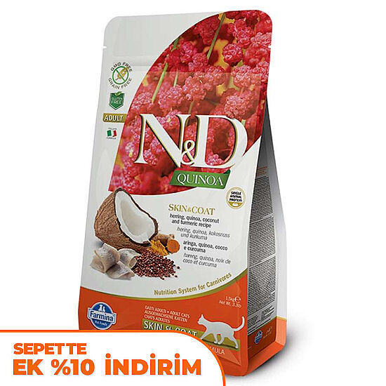 ND Quinoa Skin Coat Ringa Balığı Kinoa Tüy Sağlığı Kedi Maması 5 Kg - 1
