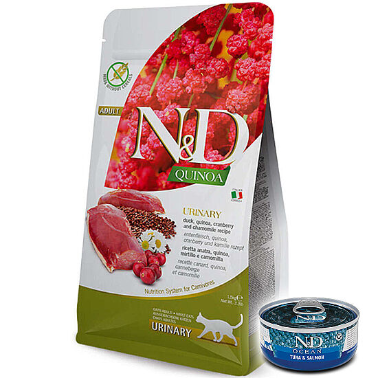 ND Quinoa Urinary Ördek Kinoa İdrar Yolları Sağlığı Kedi Maması 1,5 Kg + ND Konserve 70 Gr - 1