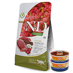 ND Quinoa Urinary Ördek Kinoa İdrar Yolları Sağlığı Kedi Maması 5 Kg + 2 Adet ND Konserve 70 Gr - N&D