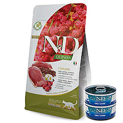 ND Quinoa Urinary Ördek Kinoa İdrar Yolları Sağlığı Kedi Maması 5 Kg + 2 Adet ND Ton ve Somon Konserve 70 Gr - N&D