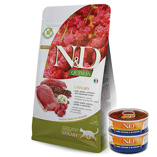 ND Quinoa Urinary Ördek Kinoa İdrar Yolları Sağlığı Kedi Maması 5 Kg + 2 Adet ND Konserve 70 Gr - 1