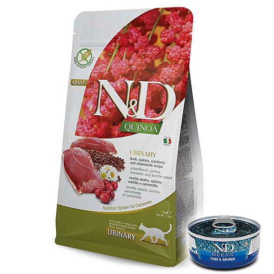 ND Quinoa Urinary Ördek Kinoa İdrar Yolları Sağlığı Kedi Maması 5 Kg + ND Konserve 70 Gr - 1