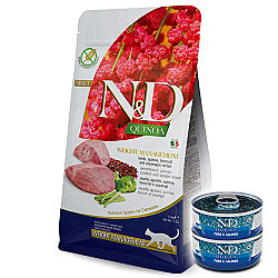 ND Quinoa Weight Kuzu Kinoa Light Kedi Maması 5 Kg + 2 Adet ND Ton ve Somon Konserve 70 Gr - N&D
