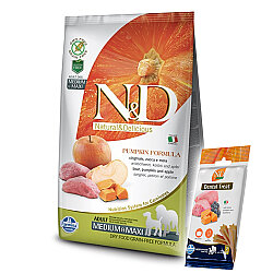 ND Tahılsız Balkabak Yaban Domuzu Medium Maxi Köpek Maması 12 Kg + ND Dental Köpek Ödülü - N&D