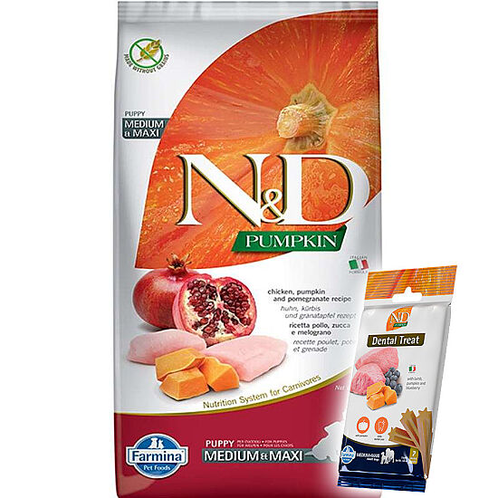 ND Tahılsız Balkabaklı Tavuk Medium Maxi Yavru Köpek Maması 12 Kg + ND Köpek Ödülü - 1