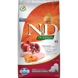 N&D (Naturel&Delicious) - ND Tahılsız Balkabaklı Tavuk Medium Maxi Yavru Köpek Maması 12 Kg + 4 Adet Temizlik Mendili