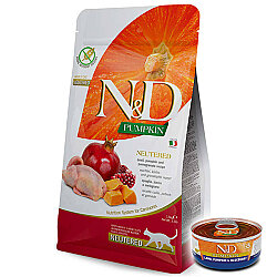 ND Tahılsız Bıldırcın Nar Kısırlaştırılmış Kedi Maması 1,5 Kg + ND Konserve 70 Gr - N&D