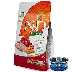 ND Tahılsız Bıldırcın Nar ve Bal Kabaklı Kısırlaştırılmış Kedi Maması 10 Kg + ND Konserve 70 Gr - N&D