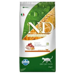 N&D (Naturel&Delicious) - ND Tahılsız Bıldırcın Nar Kısırlaştırılmış Kedi Maması 10 Kg 
