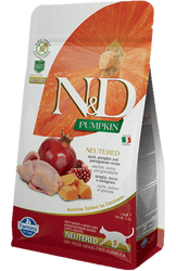 N&D (Naturel&Delicious) - ND Tahılsız Bıldırcın Nar Kısırlaştırılmış Kedi Maması 5 Kg + 3 Adet Temizlik Mendili