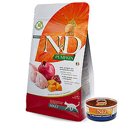 ND Tahılsız Bıldırcın Nar ve Balkabaklı Kedi Maması 1,5 Kg + ND Konserve 70 Gr - N&D