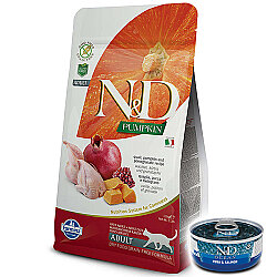 ND Tahılsız Bıldırcın Nar ve Balkabaklı Kedi Maması 5 Kg + ND Konserve 70 Gr - N&D