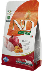 N&D (Naturel&Delicious) - ND Tahılsız Bıldırcın Nar ve Balkabaklı Kedi Maması 5 Kg + 3 Adet Temizlik Mendili