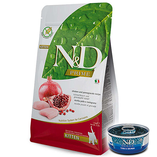 ND Tahılsız Kitten Tavuk ve Narlı Yavru Kedi Maması 10 Kg + ND Konserve 70 Gr - 1