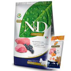 ND Tahılsız Kuzu Eti Yaban Mersini Küçük Irk Köpek Maması 7 Kg + ND Dental Köpek Ödülü - N&D