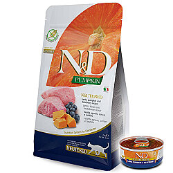 ND Tahılsız Kuzu Etli ve Bal Kabaklı Kısırlaştırılmış Kedi Maması 1,5 Kg + ND Konserve 70 Gr - N&D