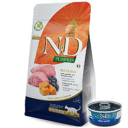 ND Tahılsız Kuzu Etli ve Bal Kabaklı Kısırlaştırılmış Kedi Maması 1,5 Kg + ND Konserve 70 Gr - N&D